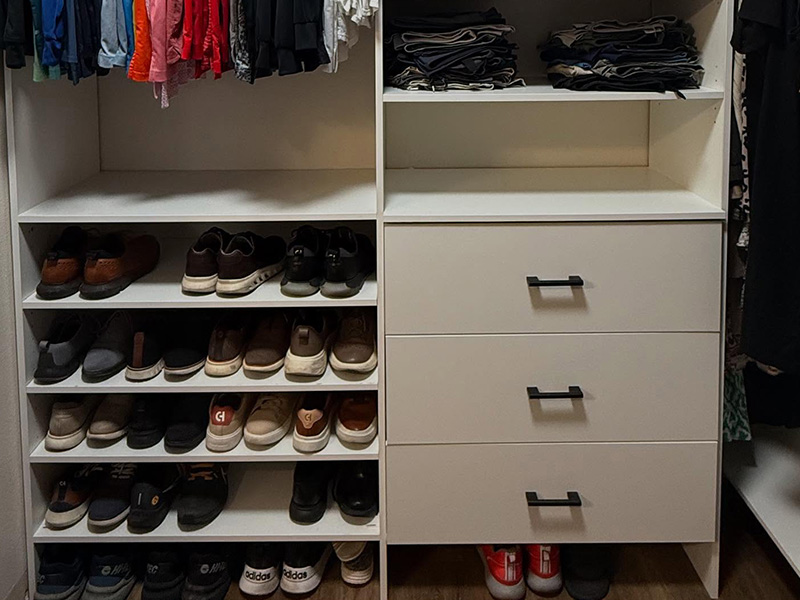Collection of sophisticated textured melamine finish samples perfect for walk-in closet systems