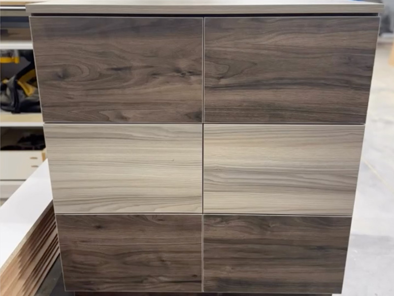 Detailed view of home renovation cabinet design features including space optimization and renovation coordination